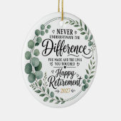 Eucalyptus Goud Loof Happy Pensioen Cadeau Keramisch Ornament (Rechts)