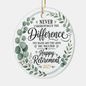Eucalyptus Goud Loof Happy Pensioen Cadeau Keramisch Ornament (Links)