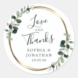 Eucalyptus Goud Metallic Trouw Geschenk Bedankt Ronde Sticker
