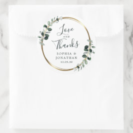Eucalyptus Goud Metallic Trouw Geschenk Bedankt Ronde Sticker