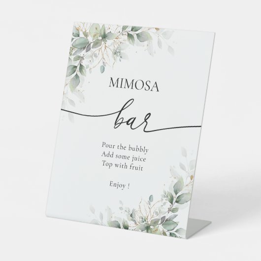 Eucalyptus Goud Mimosa Bar Teken Reclamebord Met Voetstuk (Voorkant)