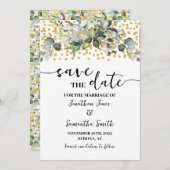 Eucalyptus Goud Save the Date Bruiloft (Voorkant / Achterkant)