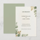Eucalyptus Goud Save The Date Kaart (Voorkant / Achterkant)