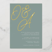 Eucalyptus | Goud Script-monogram huwelijk Folie Uitnodiging (Voorkant)