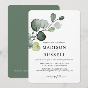 Eucalyptus Goud Spatten Groene Huwelijk Kaart