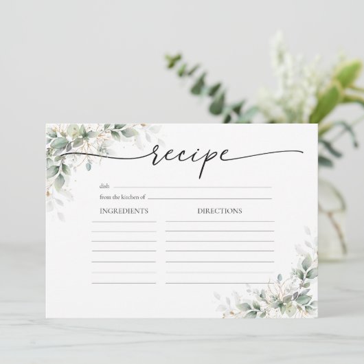 Eucalyptus Goud Vrijgezellenfeest Grote Recept Kaa Kaart (Staand voorkant)