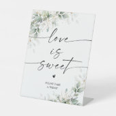 Eucalyptus Goud Vrijgezellenfeest Liefde Is Sweet Reclamebord Met Voetstuk (Voorkant)