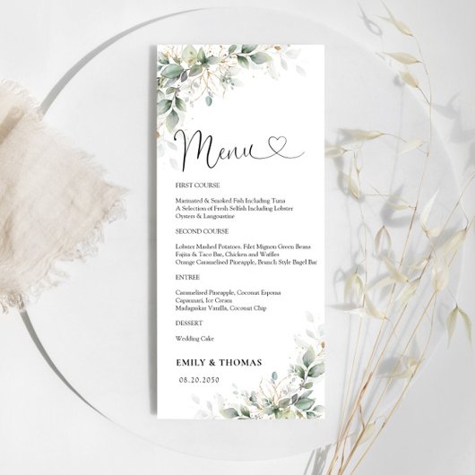 Eucalyptus Goud Vrijgezellenfeest Menu