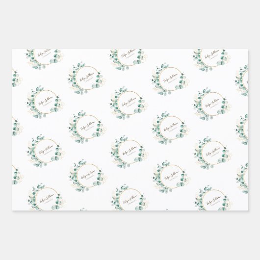 Eucalyptus goudcirkel logo inpakpapier (Voorkant)