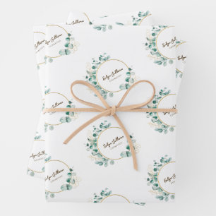 Eucalyptus goudcirkel logo inpakpapier vel