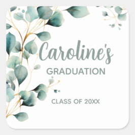Eucalyptus Gouden Afstuderen Vierkante Sticker