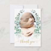 Eucalyptus gouden baby shower foto dank u kaarten (Voorkant)
