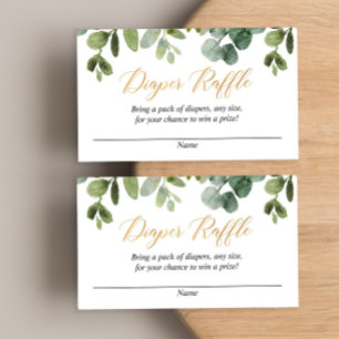 Eucalyptus gouden baby shower luier verloting kaar informatiekaartje