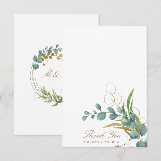 eucalyptus gouden bladeren trouw bedank kaart (Voorkant / Achterkant)
