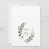 Eucalyptus Gouden Botanische Krans Huwelijksuitnod Kaart (Achterkant)