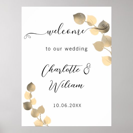 Eucalyptus gouden bruiloft welkom poster (Voorkant)