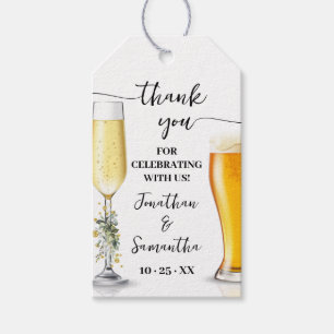Eucalyptus Gouden Bubbels & Brews Douche Favor Tag Cadeaulabel