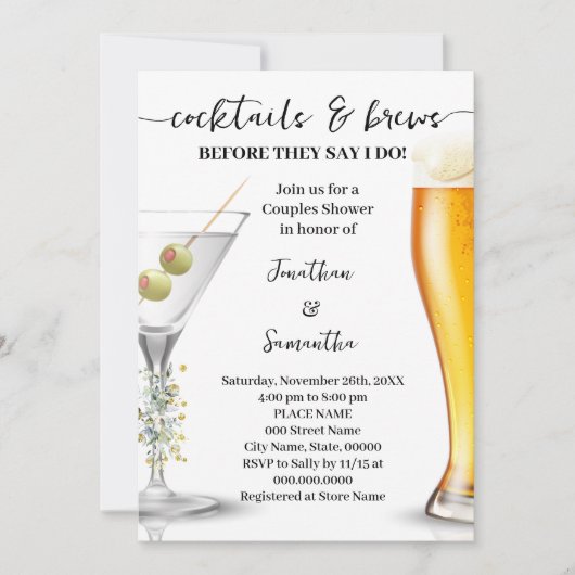 Eucalyptus Gouden Cocktails & Brouwsels Koppels Do Kaart (Voorkant)