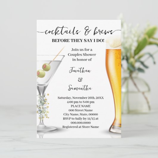 Eucalyptus Gouden Cocktails & Brouwsels Koppels Do Kaart (Staand voorkant)