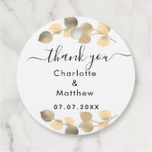 Eucalyptus gouden dank je trouwfeest bedankjes labels (Achterkant)