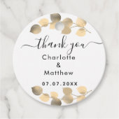 Eucalyptus gouden dank je trouwfeest bedankjes labels (Voorkant)