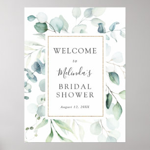Eucalyptus Gouden Frame Bruidsdouche Welkomstbord Poster