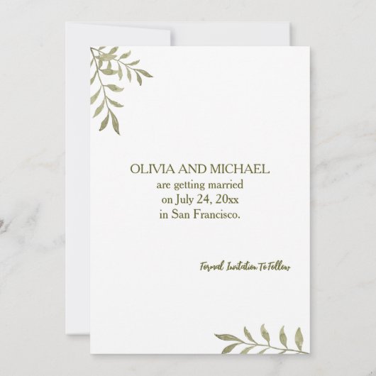 Eucalyptus Gouden Geometrisch Frame Bewaar de Datu Kaart (Achterkant)