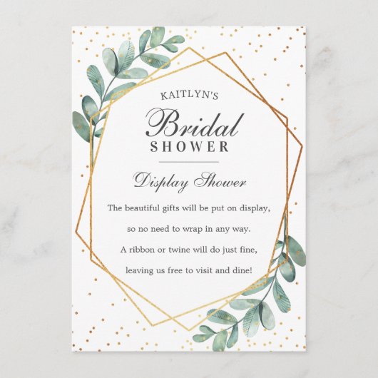 Eucalyptus Gouden Geometrische Bruids Shower Informatiekaartje (Voorkant)
