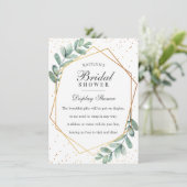 Eucalyptus Gouden Geometrische Bruids Shower Informatiekaartje (Staand voorkant)