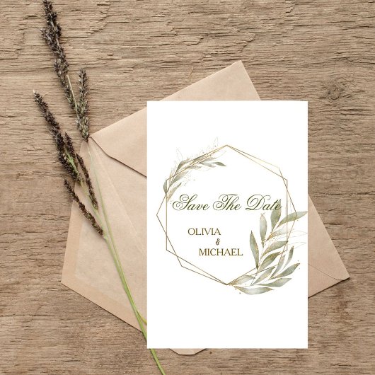 Eucalyptus Gouden Geometrische Frame Bewaar de Dat Kaart