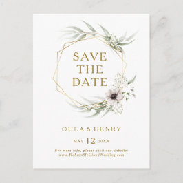 Eucalyptus Gouden Geometrische Save The Date-ansic Uitnodiging Briefkaart
