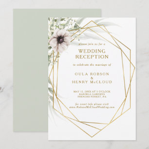Eucalyptus Gouden Geometrische Trouwreceptie Kaart