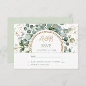 Eucalyptus Gouden Glitter - Green Wedding RSVP 1 (Voorkant / Achterkant)