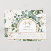 Eucalyptus Gouden Glitter - Green Wedding RSVP 2 (Voorkant / Achterkant)