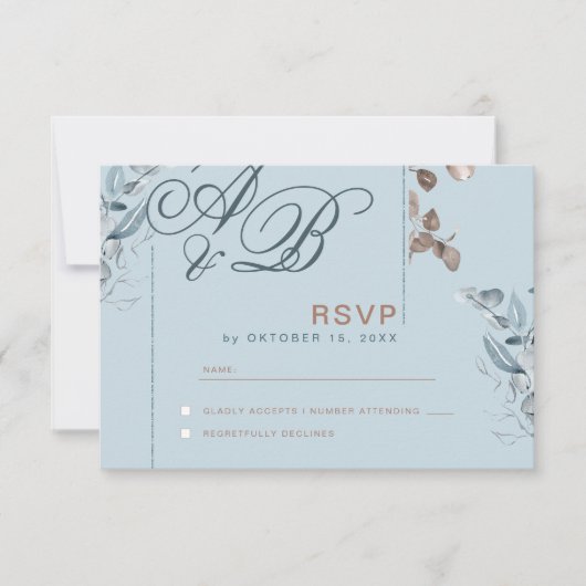 Eucalyptus Gouden Glitter - Green Wedding RSVP 2 (Voorkant)