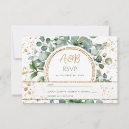 Eucalyptus Gouden Glitter - Green Wedding RSVP 2 Kaartje