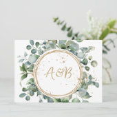 Eucalyptus Gouden Glitter - Groene bruiloft Bedankkaart (Staand voorkant)