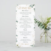 Eucalyptus Gouden Glitter - Groene bruiloft Menu (Staand voorkant)