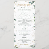Eucalyptus Gouden Glitter - Groene bruiloft Menu (Voorkant)