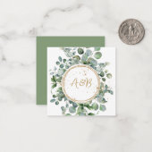 Eucalyptus Gouden Glitter - Groene bruiloft Notitiekaartje (Voorkant / Achterkant in situ)