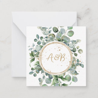 Eucalyptus Gouden Glitter - Groene bruiloft Notitiekaartje