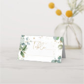 Eucalyptus Gouden Glitter - Groene bruiloft Plaatskaartje (Voorkant)