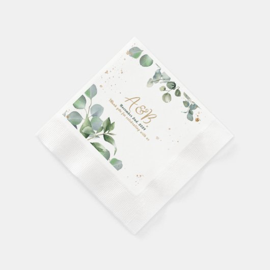 Eucalyptus Gouden Glitter - Groene bruiloft Servet (Hoek)