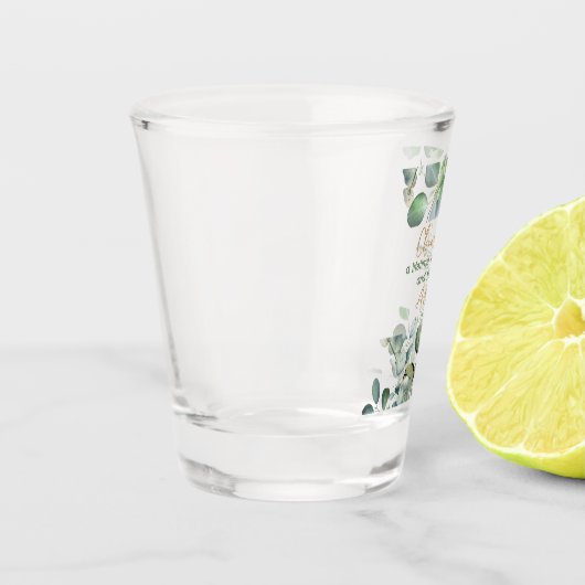 Eucalyptus Gouden Glitter - Groene bruiloft Shot Glas (Links)