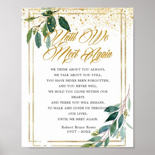 Eucalyptus Gouden Grafgedicht Bord Poster (Voorkant)