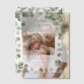 Eucalyptus Gouden Kruis Baby Doopsel Foto Vellum Uitnodigingen (Offset (Koppel))