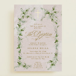 Eucalyptus Gouden Kruis Krans Doop Folie Uitnodige Uitnodiging