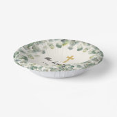 Eucalyptus Gouden Kruis Religieuze Doop Papieren Kommen (Gebogen)