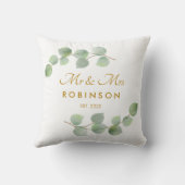 Eucalyptus Gouden Schrift Meneer en Mevrouw Huweli Kussen (Achterkant)