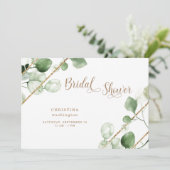 Eucalyptus Gouden Tekst Bruidsdouche Kaart (Staand voorkant)